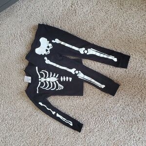 Cotton Skeleton Costume Set for Kids - Black and White, Size Small